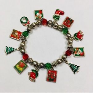 Christmas Holiday Dangly Stretchy Charm Bracelet